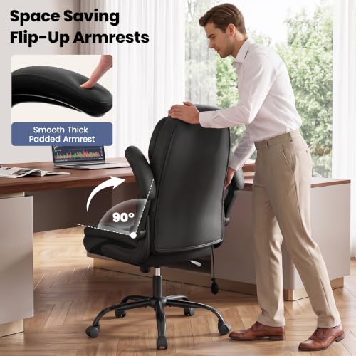 AtHope Ergonomic Leather Office Chair with Inflatable Lumbar Support, Black - image 4