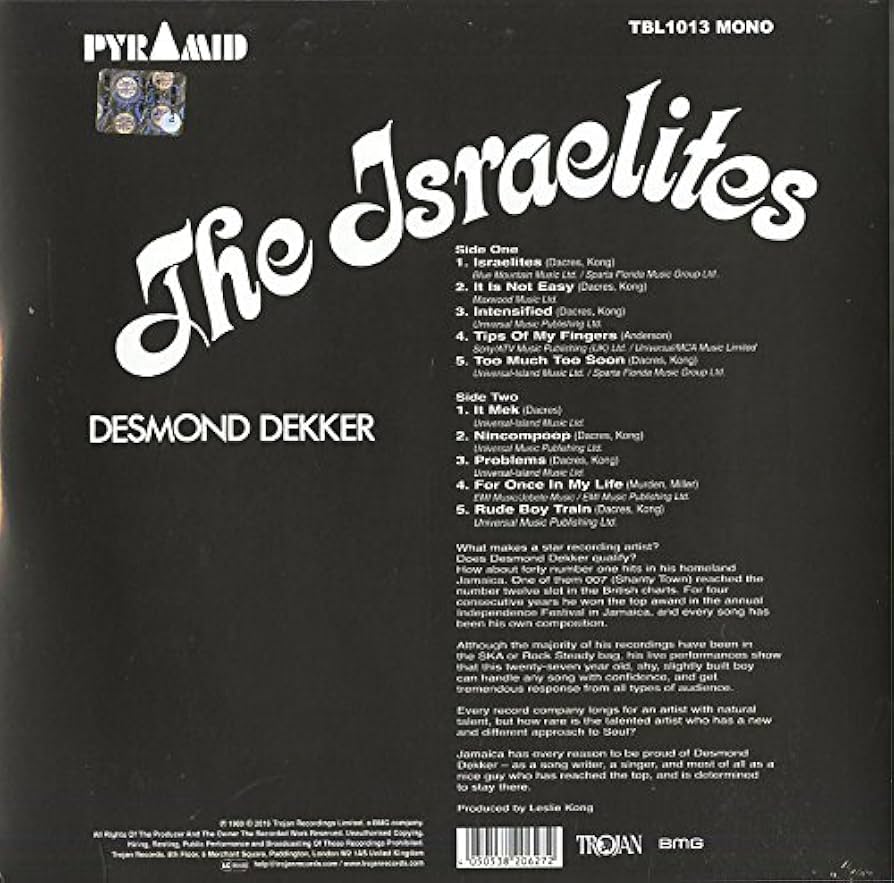 英LP Desmond Dekker The Israelites DLM5013 Pyramid /00250 Desmond Dekker The Israelites Pyramid DLM 5013 Mono Vinyl LP