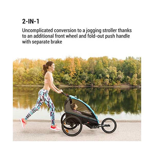 Klarfit Kiddy King Fahrradanhänger für Kinder, Lastenanhänger Fahrrad, 2-Sitzer max. 40 kg, 2-in-1, nutzbar als Jogger… – Bild 4