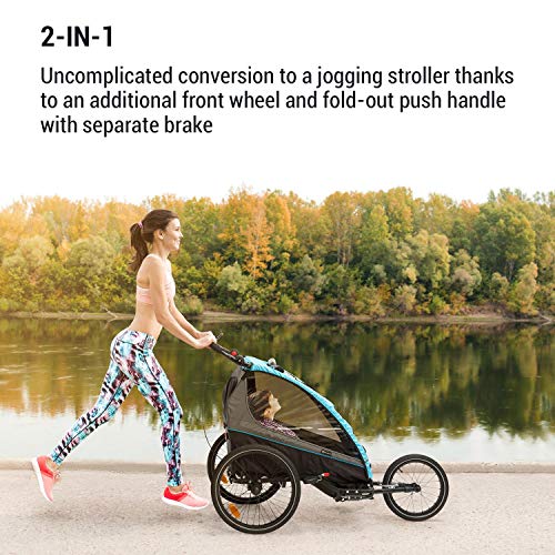 Klarfit Kiddy King Fahrradanhänger für Kinder, Lastenanhänger Fahrrad, 2-Sitzer max. 40 kg, 2-in-1, nutzbar als Jogger… – Bild 4