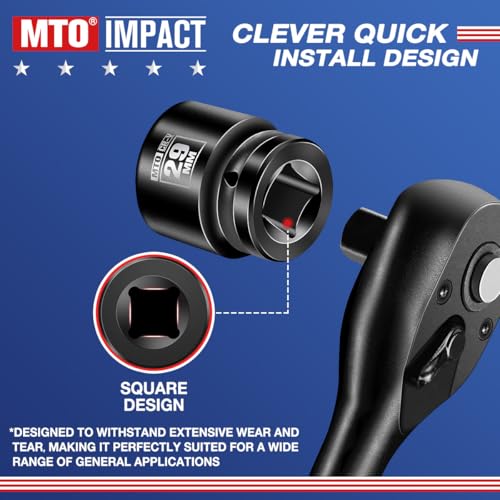 Image of MTO 1 /2 inch Drive 29mm Shallow Impact Socket, 6-Point Metric Socket for Automotive Maintaince, CR-V Steel Meets ANSI Standards