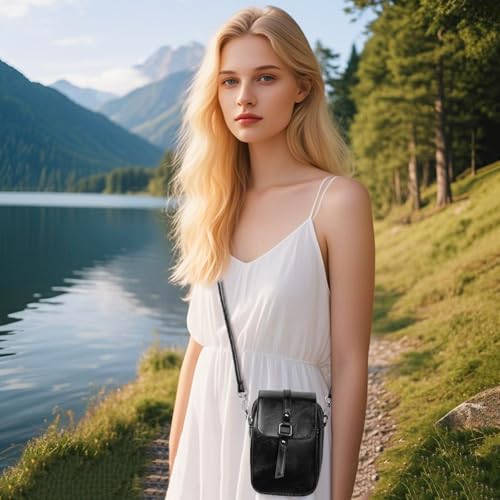 Small Crossbody Bags for Women Leather Phone Purses Shoulder Purse and Handbag with Tassel&Rivet Decoration2