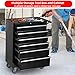 QSOSTNS 6-Drawer Rolling Tool Chest Cabinet, Large Capacity Metal Tool Box with Wheels and Keyed Locking, Roll Around Storage Organizer Tool Cart for Garage, Warehouse, Work Shop (Black)