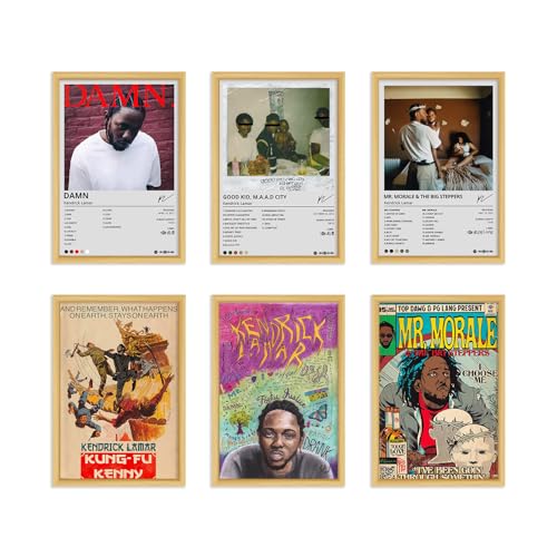 6 PCS Kendrik Posters Lamar Music Album Cover Poster Set, Wall Art Decor, Song Pictures, Bedroom Decoration, Living Room Decoration, Home Office, 12 x 8 inches (30 x 20 cm)