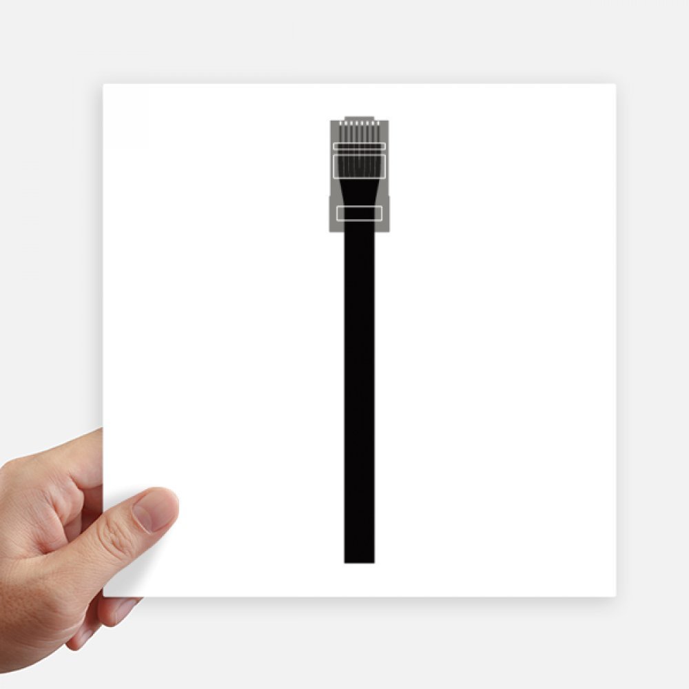 Autocollant carré 20 cm étanche motif câble internet noir pour moto et auto