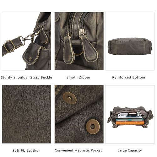 Image of Angel Kiss Purses for Women, Large Shoulder Bag Hobo Tote Purse Mutipocket Faux Leather Satchel Hobo Purse
