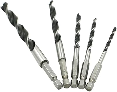 TMP1105 Hot 5Pcs Hex Shank Wood Drill Bit Sets 4 5 6 8 10mm Quick Change Woodworking Drill Wood Drilling Metal Tools