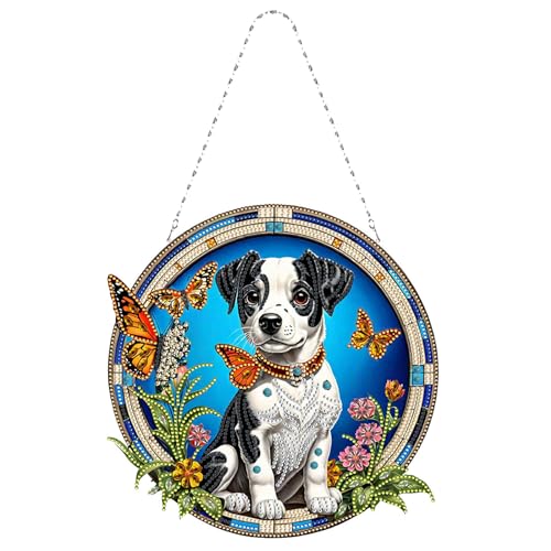 CXINLky Kit de peinture diamant DIY avec pendentif et chaîne, peinture diamant pour images de fenêtre, kits de peinture diamant 5D créatifs pour décoration murale de fenêtre, mur, entrée, jardin - 09