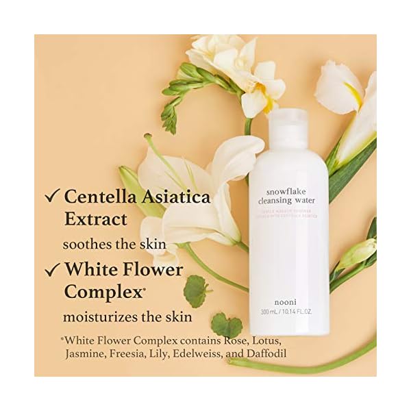 NOONI Snowflake Cleansing Water | All-in-1 Cleansing Water as Cleanser, Makeup Remover and Toner with Centella Asiatica Extract | Vegan, Cruelty-Free, PETA Certified, Korean Skincare, K-Beauty