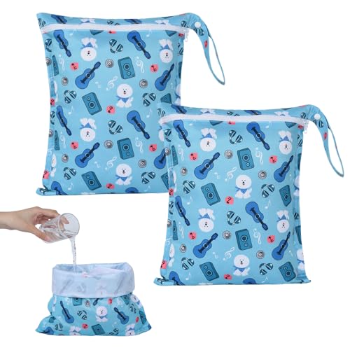 Image of OTraki 3pcs Baby Cloth Diaper Wet Dry Bags with Zippered & Handle Waterproof Reusable Travel Beach Pool Daycare Baby Items Yoga Gym Bag Drying Do Not Exceed 176℉