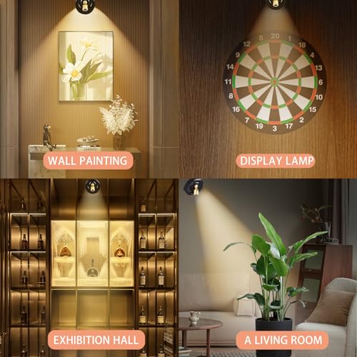 Image of Spotlight Battery Operated, Wireless LED Spot Light, Dimmable 5000mAh Recharging Battery Picture Light with Remote Control for Wall Plant Tree Indoor Wall Display Painting Dartboard Artwork, 2 Pack