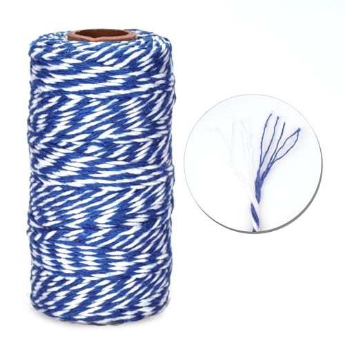 Image of jijAcraft Blue and White Twine String, 328 Feet Christmas Bakers Twine String, 2MM Heavy Duty Packing String for DIY Crafts, Christmas Decoration, Gift Wrapping, Craft Wrapping