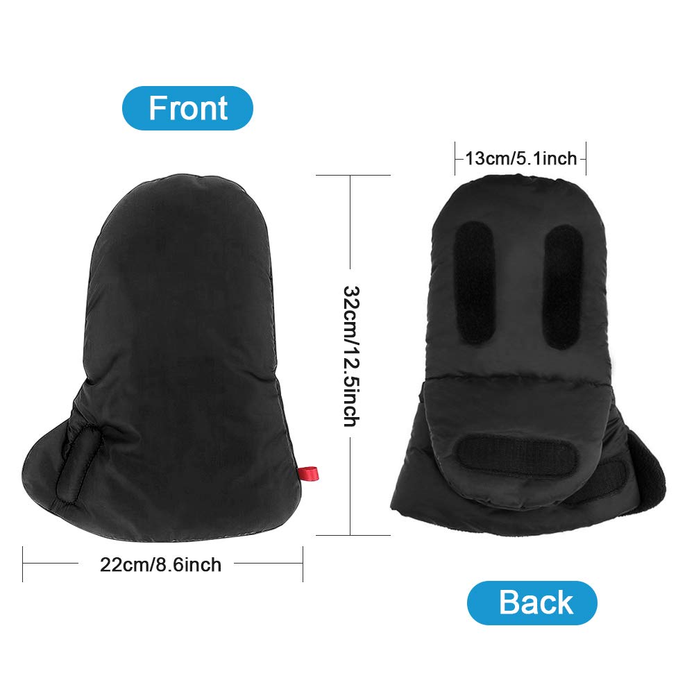 Guantes de Silla de Paseo, Guantes para Cochecito de Bebé Manoplas Guantes de Forro Polar Impermeable Carro Bebe Invierno Manoplas para Cochecito, Negro