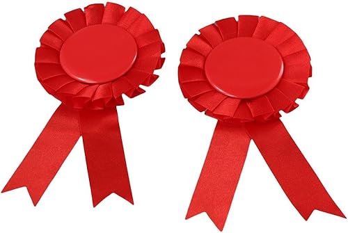 Miniatura 5 de dohobby 12 cintas de premio en blanco, medallas de premio con cinta roseta, cintas de reconocimiento de lujo para eventos deportivos, fiestas (rojo)