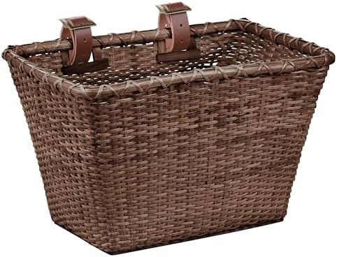 Cane Woven Rectangular Toto Basket with Authentic Leather Straps ...