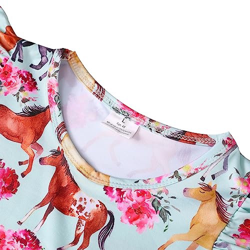 Toddler Girls Cartoon Dresses Ruffle Bottom Flutter Sleeve Summer Apparel 2-7Y2