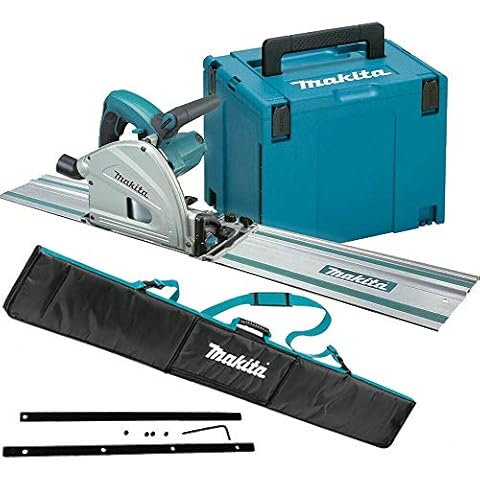 Makita SP6000J1 Tauchsäge, 240 V, 165 mm, mit 1 x 1,5 m Führungsschiene + Koffer und Schienentasche Cover