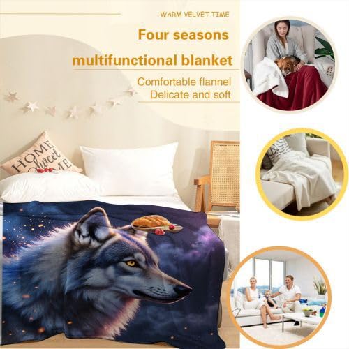 Mantas para Sofas Grandes 220x240 Lobo Gris, Manta Termica Franela Mantilla Felpa para Cama 135/150, Mantitas Polar Suave y Cálida para Perro Mascota Habitacion Dormitorio f765