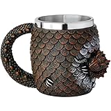 Dragon Game Mug of Thrones Gifts - 14OZ Medieval Dragon Egg Coffee Mug Stainless Beer Steins Viking Cup Novelty Gothic D&D Gift Dragon Lovers Collector Themed Party Decoration