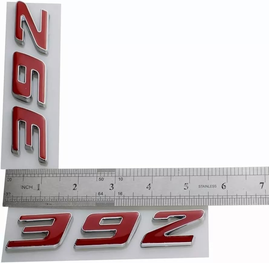 Image of Pair Set 392 Front Right Door Side Badge Nameplates Emblem Self-Adhesive Decals Sticker (Silver Red)