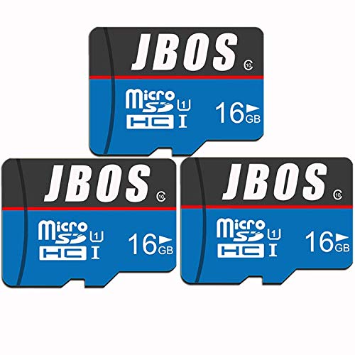 16GB Micro SD Card 3 Pack JBOS Micro SDHC Card 3pcs UHS-I Memory Card C10 U1 16 GB High Speed TF Card for Smartphone/Bluetooth Speaker/Tablet/PC/Drone/Camera