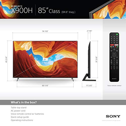 Sony X900H 85 Inch TV: 4K Ultra HD Smart LED TV with HDR, Game Mode for Gaming, and Alexa Compatibility - 2020 Model