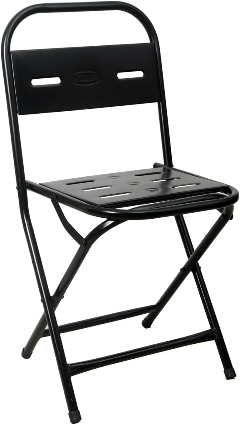 Heavy-Duty Metal Folding Chair with Back Support | Portable Iron Chair for Home, Garden, and Outdoor Use | Space-Saving Collapsible Seating for Events & Dining (Black)