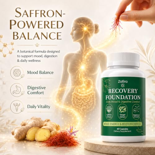 Zafira Organics Recovery Foundation Capsules, Saffron Extract Supplement with L-Theanine, Myo-Inositol, Magnesium Bisglycinate & Ginger for Mood, Focus & Daily Wellness Support, 60 Capsules - Image 5