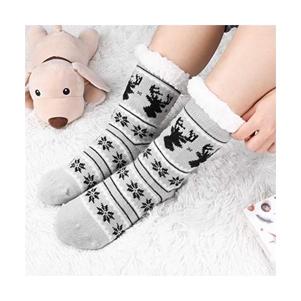 Calmare Aiglam Fleece Socken, Pantoffel Socken, Weihnachtssocken Damen Gemütliche Weiche Vlies Beleg Pantoffel Bett… – Bild 7