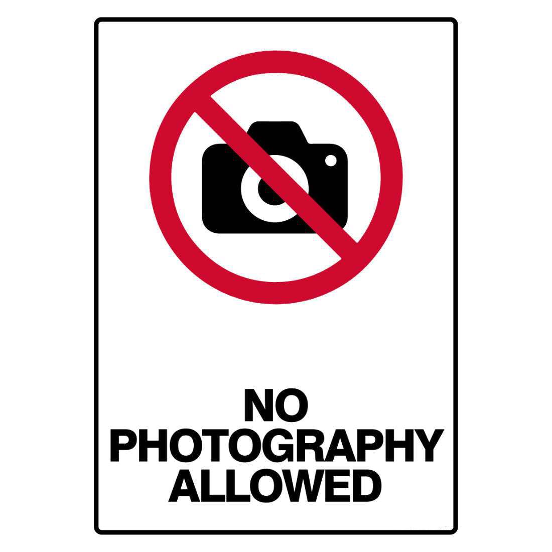 Prohibition Safety Sign - No Photography Allowed Metal Tin Sign 8 x 12 inch for Industrial & Commercial
