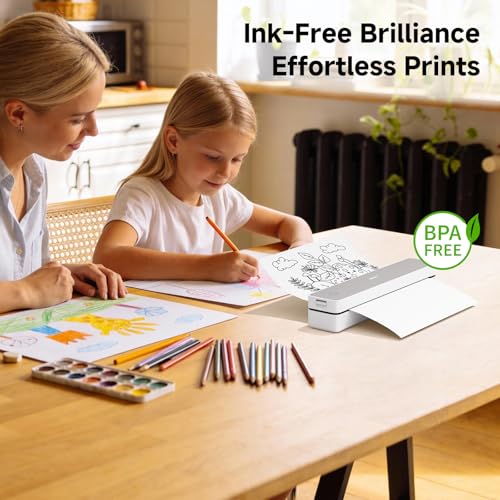 Image of HPRT MT610 Portable Printer Wireless for Travel, Inkless Thermal Printer for iOS /Andorid /Laptop, Support Thermal Paper & Labels,Supports 8.5 inchx 11 inchUS Letter & A4, A5 for Office /School /Vehicles Grey