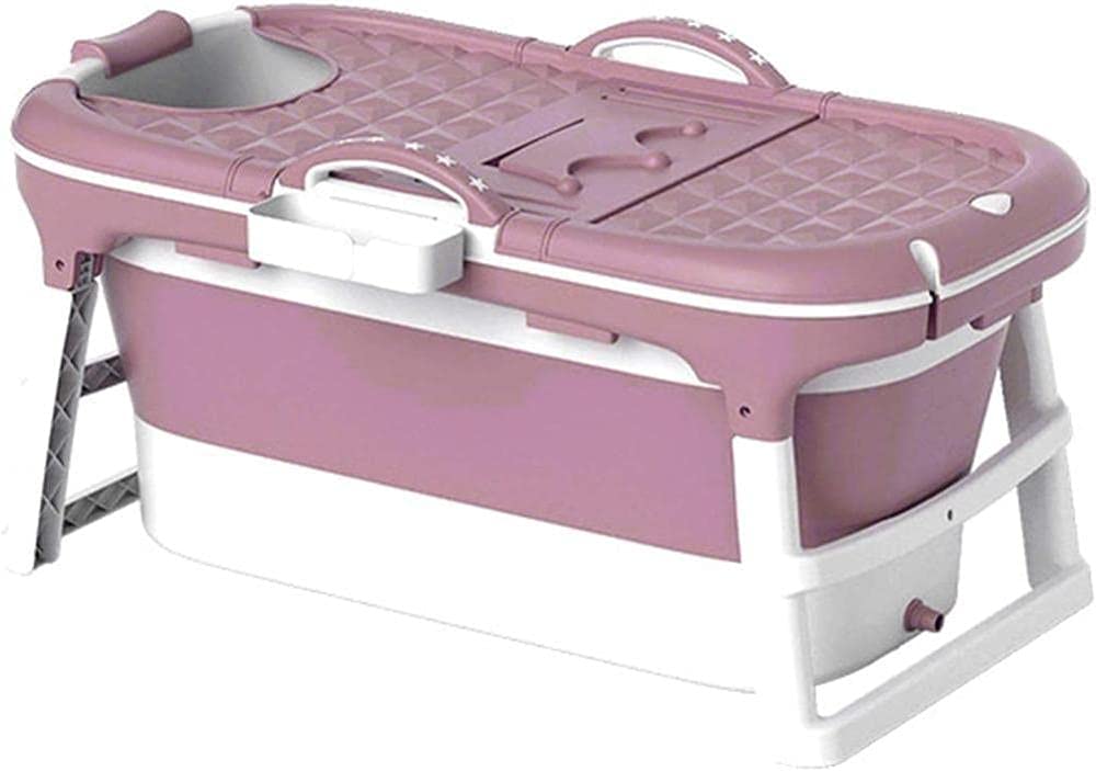 Baignoire pliante adulte portable pour résoudre le manque de place rose