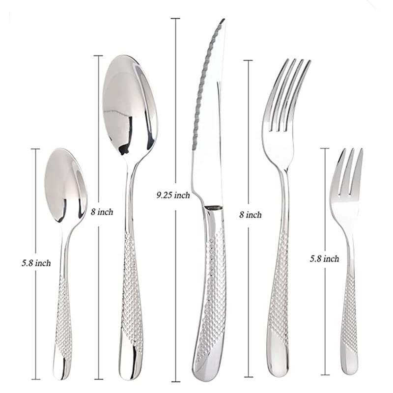 Zestaw sztućców ze srebra, 30 szt. platerowanej stali nierdzewnej, zestaw obiadowy, nóż obiadowy, widelec, zestaw sztućców dla 6 osób, złoty,Sztućce(Silver)