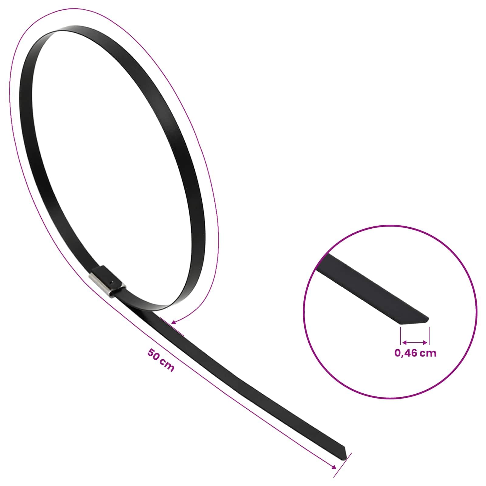 vidaXL Fascetta per Cavi 250 pz 4,6 x 500 mm Nero