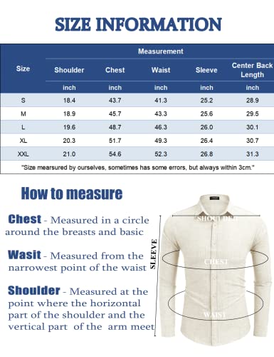 Coofandy Men's Wrinkle Free Button Down Shirt Pure Cotton Long Sleeve Business Soild Shirt Cream #TOP5
