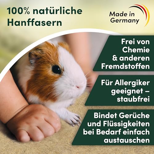 napfpower Hanfmatten für Nager (5 STK.) - Größe 100 cm x 50 cm, 5 mm Dicker Nagerteppich aus 100% Hanf - Nagermatten für Kaninchen, Hasen, Hamster - biologisch abbaubare Hanfmatte (5er Set)