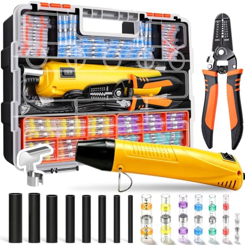 532PCS Heat Shrink Solder Seal Wire Connectors Kit with Mini Heat Gun Solder Stick Wire Connectors Waterproof Wire Electrical Connector Kit for Marine Automotive Boat Truck (26-6 Gauge)