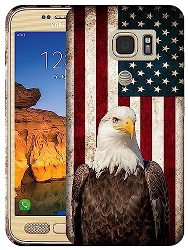SM Cases Compatible with Samsung Galaxy S7 Active Case - USA Flag Bald Eagle 3D Printed Design Phone Back Hard Plastic Cover Case for Samsung Galaxy S7 Active. White