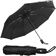 Ram® Folding Travel Umbrella, Automatic Open & Close Ergonomic Handle, Golf Umbrella 10 Ribs Brolly Portable Slim Strong Lightweight Umbrella,