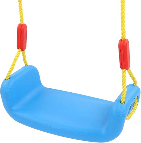 Miniatura 5 de EVTSCAN Asiento de columpio de plástico con cuerda, columpios rojos para niños, juego de columpios para patio trasero, patio de recreo, interior y
