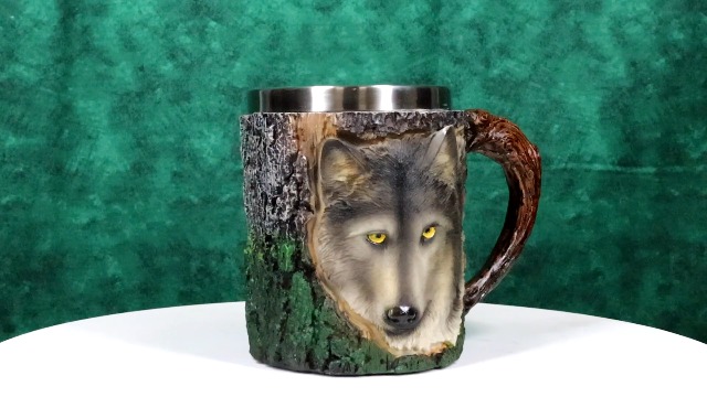 Amazon.com | Ebros Totem Spirit Alpha Gray Wolf Mug Textured With