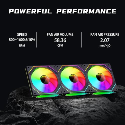 Image of Prism4 Pro 120mm PC Blade ARGB Case Fans,Infinity Mirror RGB Light Effect 5V 3PIN Motherboard Light Sync 800~1800RPM PWM PC Fan(Black Reverse)