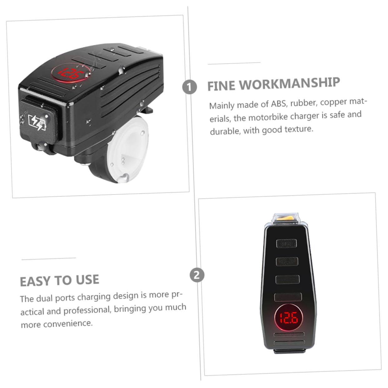 Alipis Motorcycle Dual Ports Charger 5v 3.6a/9v 2a Handlebar USB Adapter for Navigator