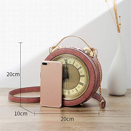Clock Bag Real Working,Vintage Crossbody Messenger Bag, SteamPunk Style Shape Leather Bag Circular Handbag Chain Shoulder2