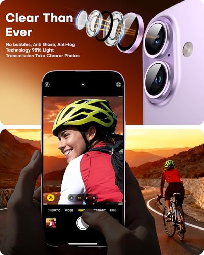 Image of TOCOL Camera Lens Protector for iPhone 16 / iPhone 16 Plus Tempered Glass HD Individual Scratch Resistant Camera Cover Accessories Case Friendly 2 Pack(Pink)
