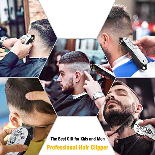 Audoc Professional Cordless Hair Clipper for Men Hair Haircuttings Kit Mustache Body Grooming Kit with USB Rechargeable Hair Beard Trimmer for Men Stylists Barbers Kids Home(Y4 15)