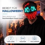 TK Gruppe Timo Klingler Maska LED na Halloween – sterowana jak z czystości, świecąca twarz, na Halloween, karnawał, jako kostium dla mężczyzn i kobiet (wybór koloru) (LED horror clown)