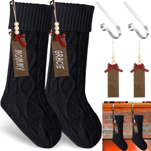 Zubebe 2 Sets Christmas Stockings Xmas Knitted...