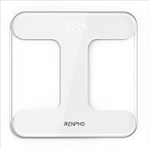 RENPHO Bilancia Pesapersone Digitale in Vetro Temperato, Bilancia Pesapersone Professionale con Display LED luminoso, Ultra Sottile, Graduazione precisa ogni 50 kg, Funzioni intelligenti, Core TS