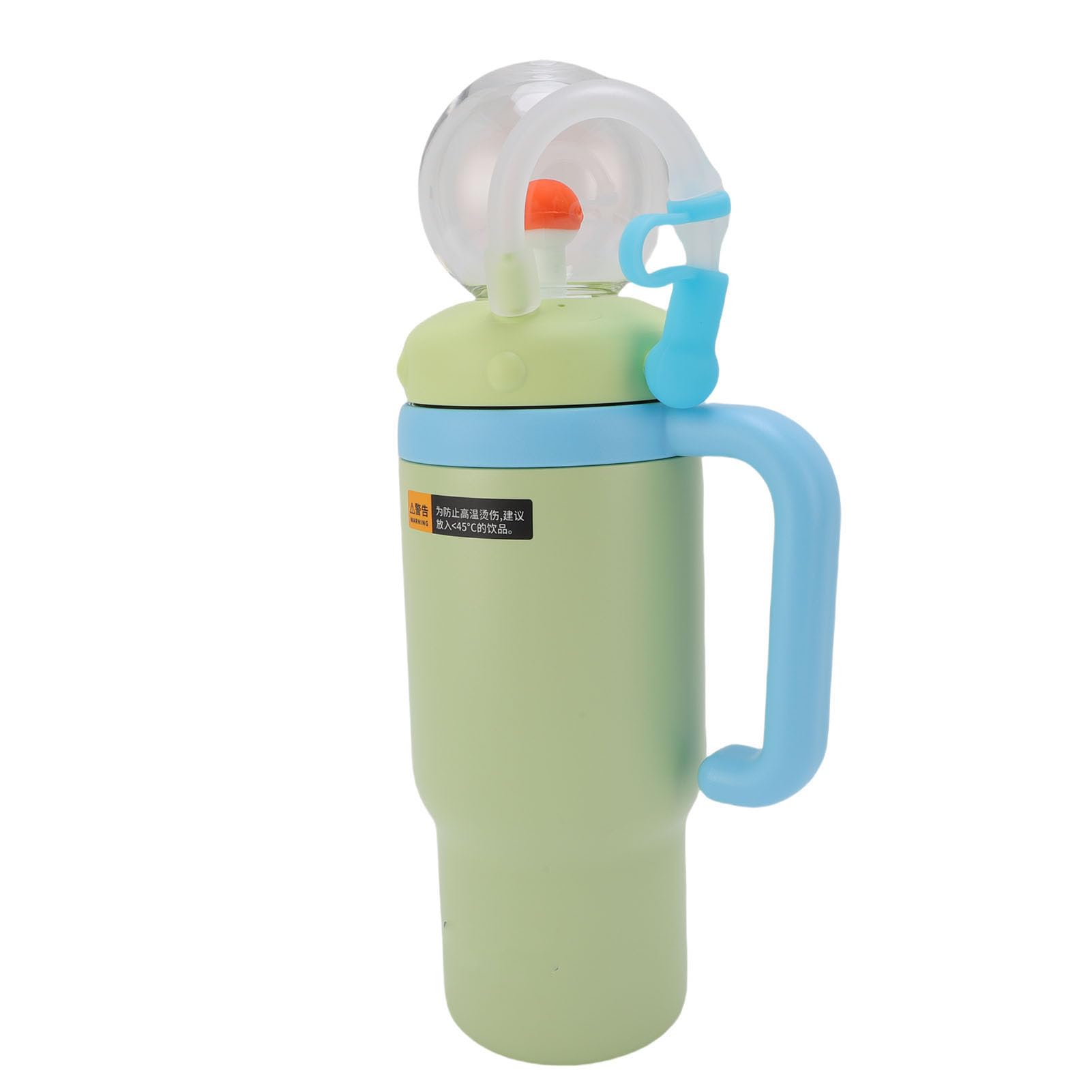 Wasserflasche, 710 Ml, Isolierter Trinkbecher aus Edelstahl, Reisebecher mit Griff und Strohhalm, Ideal für Outdoor-Reisen (Gelbgrün)